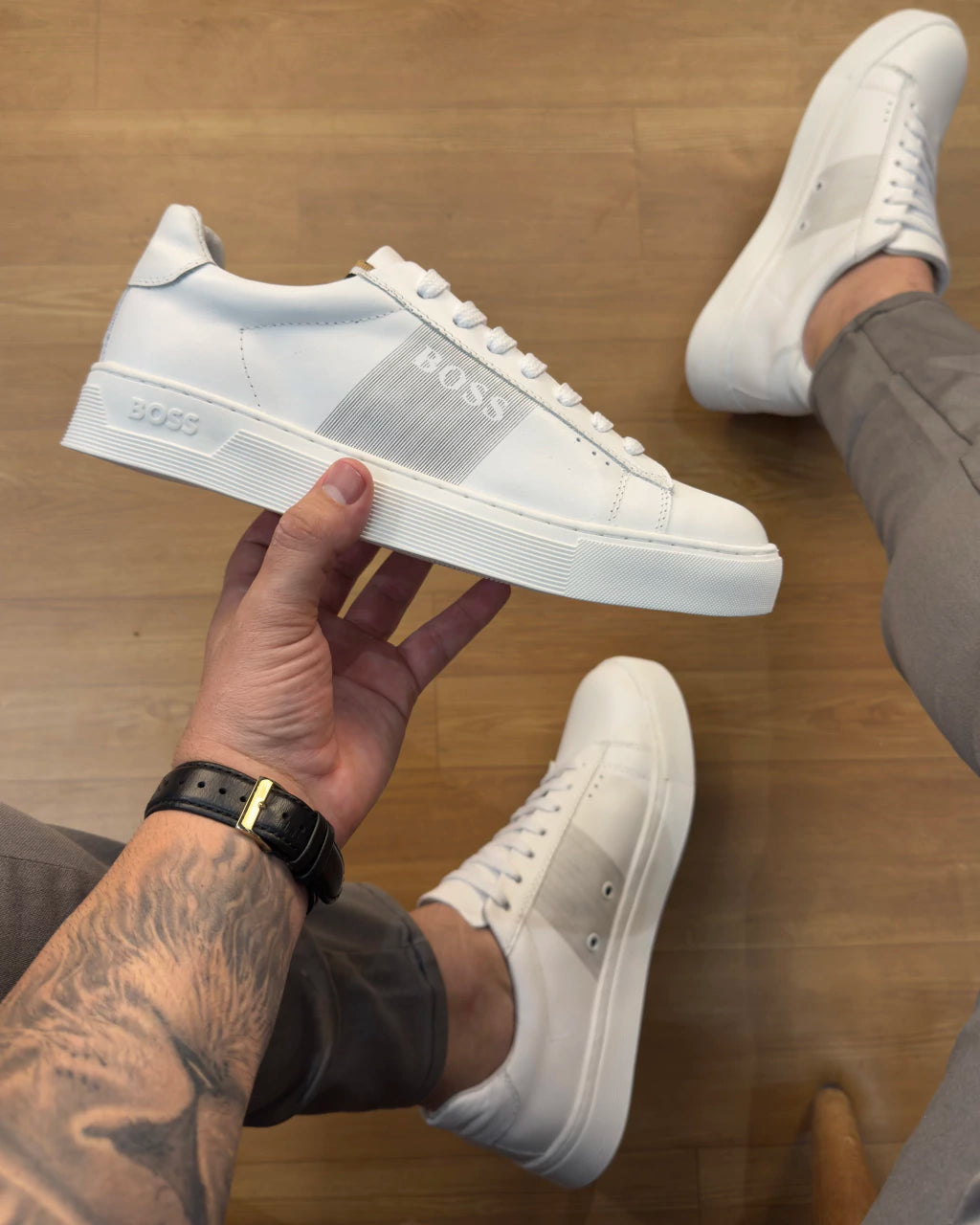 TÊNIS SNEAKER BOSS (Couro) (Lançamento)