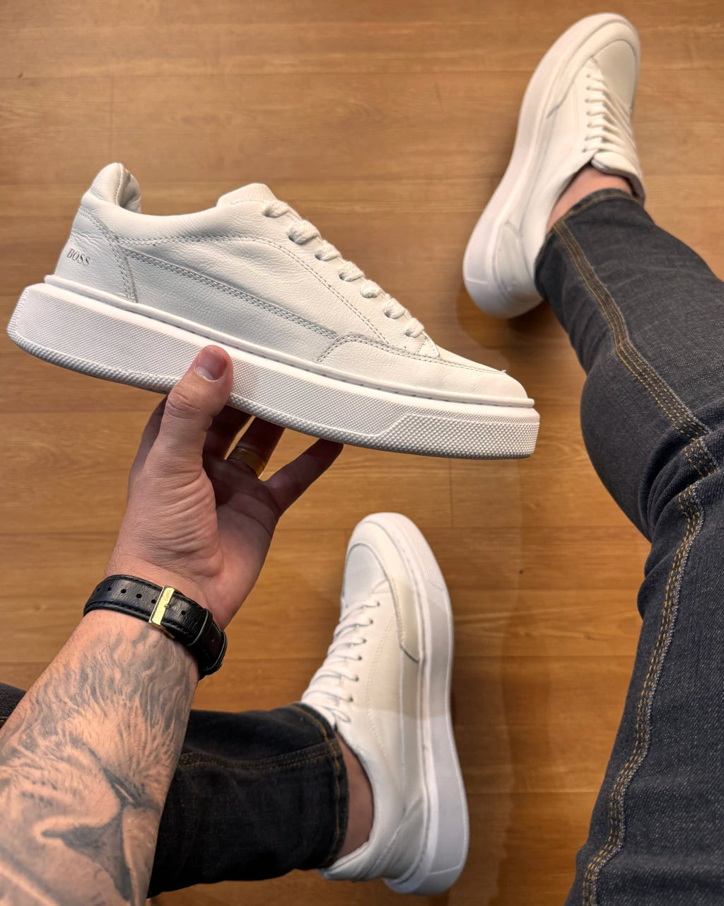 Tênis Sneaker Boss em Couro Legítimo